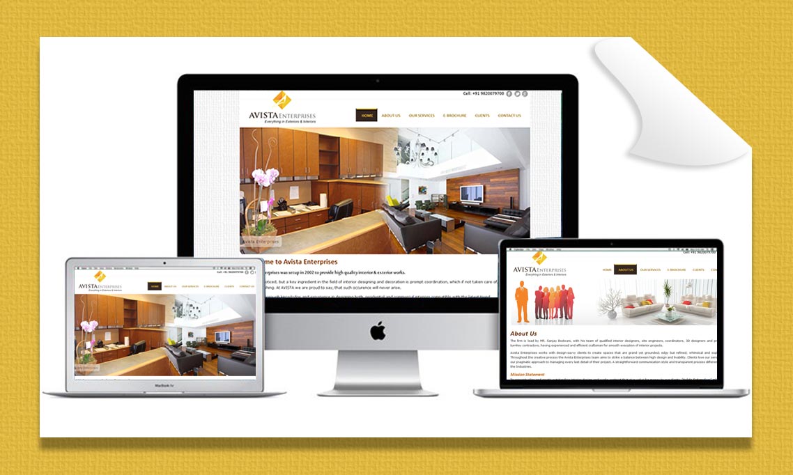 Avista Enerprises Website Desktop Design
